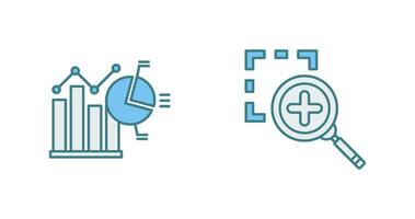 Bar Chat and Zoom In Icon vector
