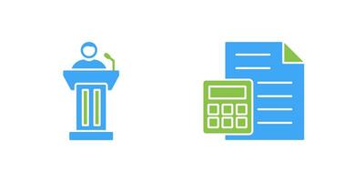 Podium and CalculatorSnack and Money Icon vector