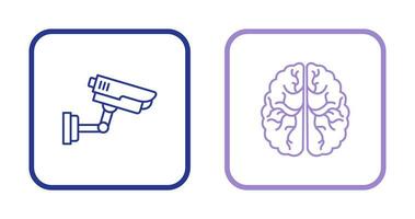 Security Camera and Brain Icon vector