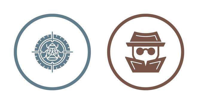 Bug Target and Hacker Icon vector