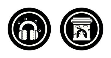 Earmuff and Fireplace Icon vector