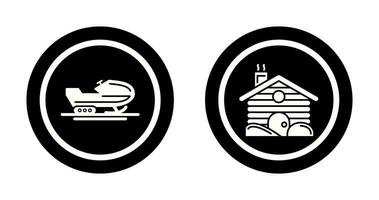 Snowmobile and Cabin Icon vector