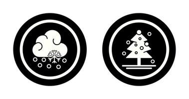 Snow Fall and Christmas Tree Icon vector