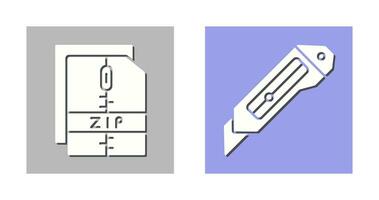 Cutter and Zip File Icon vector