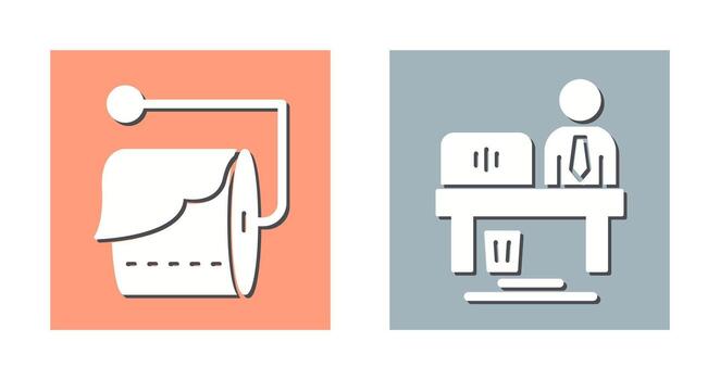 Tissue Roll and Worker Icon vector
