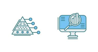 Pyramid Graph and Search Icon vector