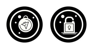 Compass and Open Lock Icon vector