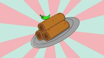 Animated risoles icon with rotating background video