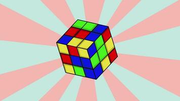 animerad rubiks kub ikon med en roterande bakgrund video