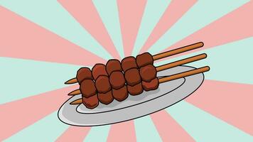 Animated satay icon with rotating background video