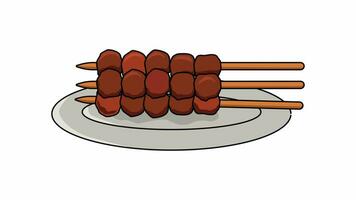 Animation forms a satay icon on the plate video