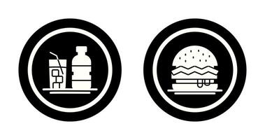 mineral agua y hamburguesa icono vector