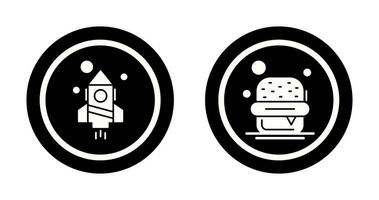 cohete y hamburguesa icono vector