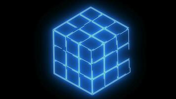 rubiks kub ikon animering med neon sabel effekt video