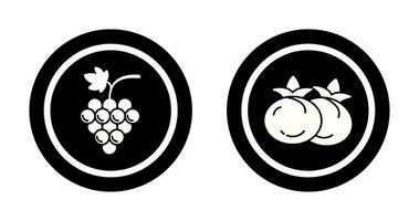 uvas y tomate icono vector