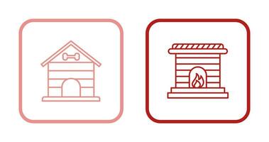 Dog House and Fireplace Icon vector