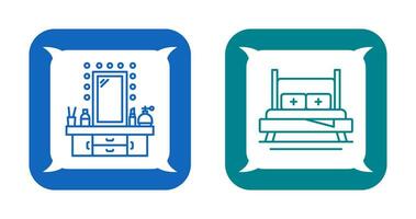 Dressing Table and Bed Icon vector