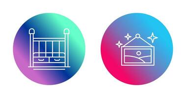 Baby Crib and Picture Icon vector