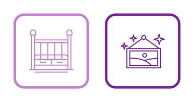 Baby Crib and Picture Icon vector