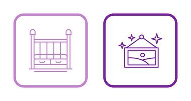 Baby Crib and Picture Icon vector