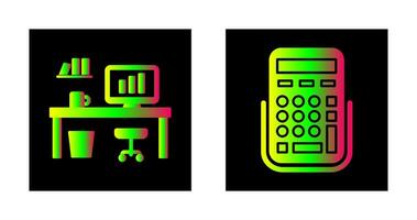 Office Desk and Calculator Icon vector