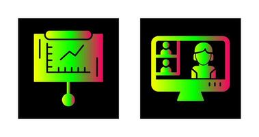 Line Graph and Conference video Call Icon vector