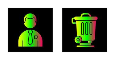 empleado y basura icono vector