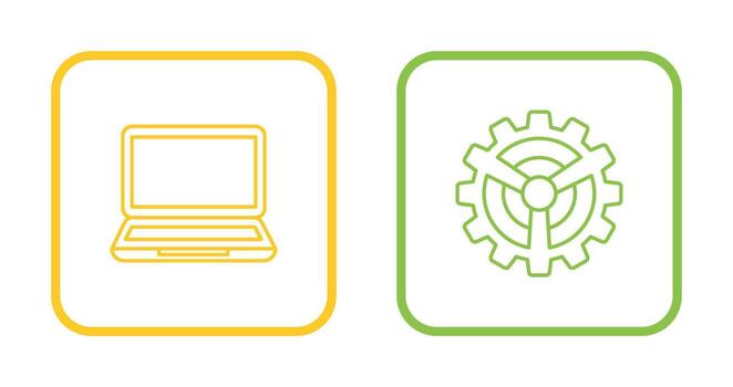 ordenador portátil y ajuste icono vector