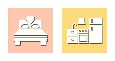 Bedroom and Kitchen Icon vector