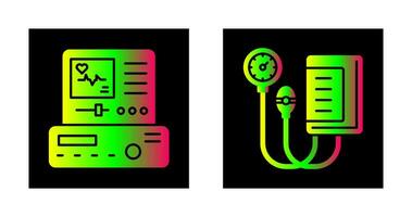 Electrocardiogram and Blood Pressure Gauge Icon vector