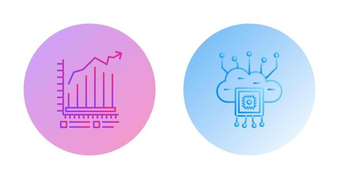 bar gráfico y nube informática icono vector