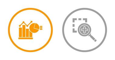 Bar Chat and Zoom In Icon vector