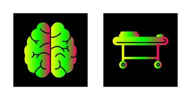 cerebro y camilla icono vector