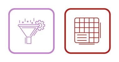 Filtering and Table Data Icon vector