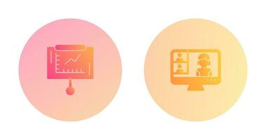 Line Graph and Conference video Call Icon vector