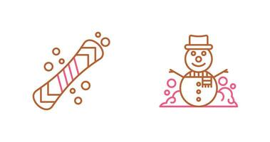 Snowboard and Snowman Icon vector