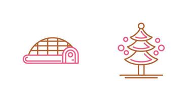 Igloo and Pine Tree Icon vector