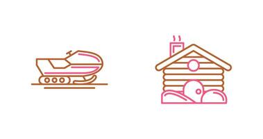 Snowmobile and Cabin Icon vector