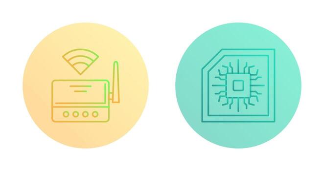 Wifi Router and Chip Icon vector