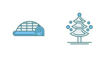 Igloo and Pine Tree Icon vector