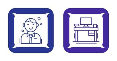 Employee and Desk Icon vector