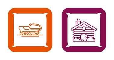 Snowmobile and Cabin Icon vector