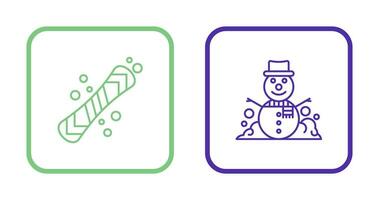 Snowboard and Snowman Icon vector