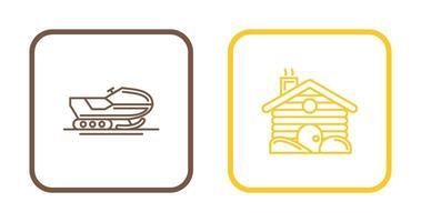 Snowmobile and Cabin Icon vector