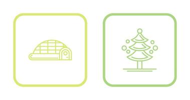 Igloo and Pine Tree Icon vector