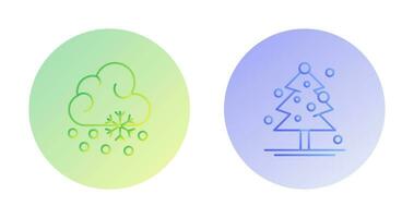 Snow Fall and Christmas Tree Icon vector