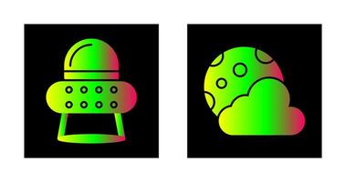 ufo and moon Icon vector