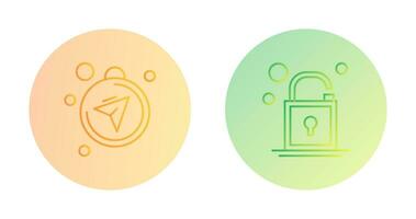 Compass and Open Lock Icon vector