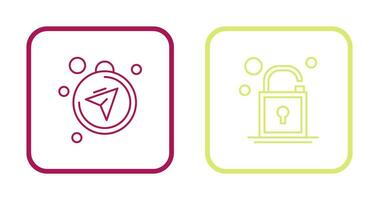 Compass and Open Lock Icon vector