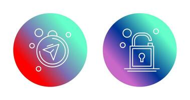 Compass and Open Lock Icon vector